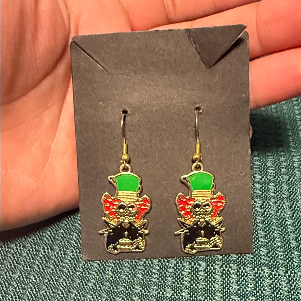 Handcrafted Jack as the mad hatter earrings
